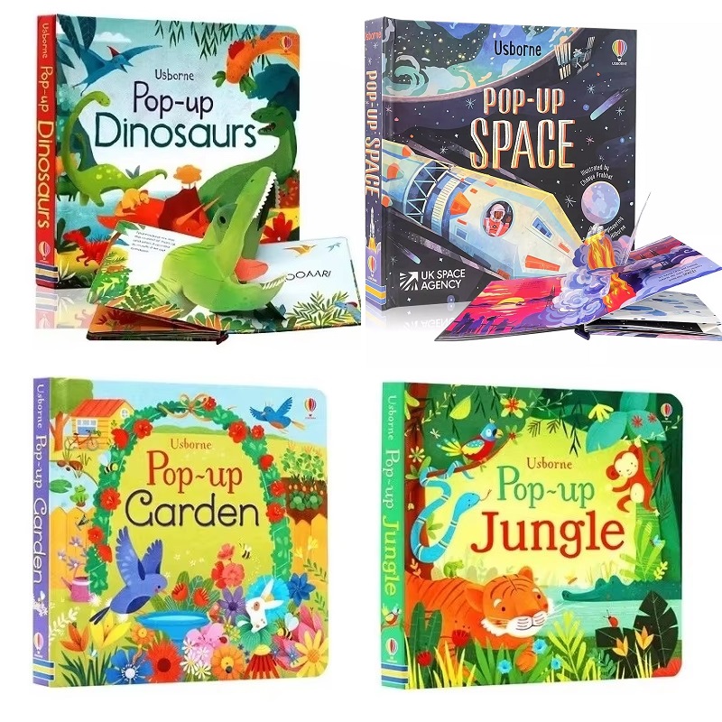 Kids Education Board - Usborne Pop Up Dinosaurs/Jungle/Garden 3D Flap