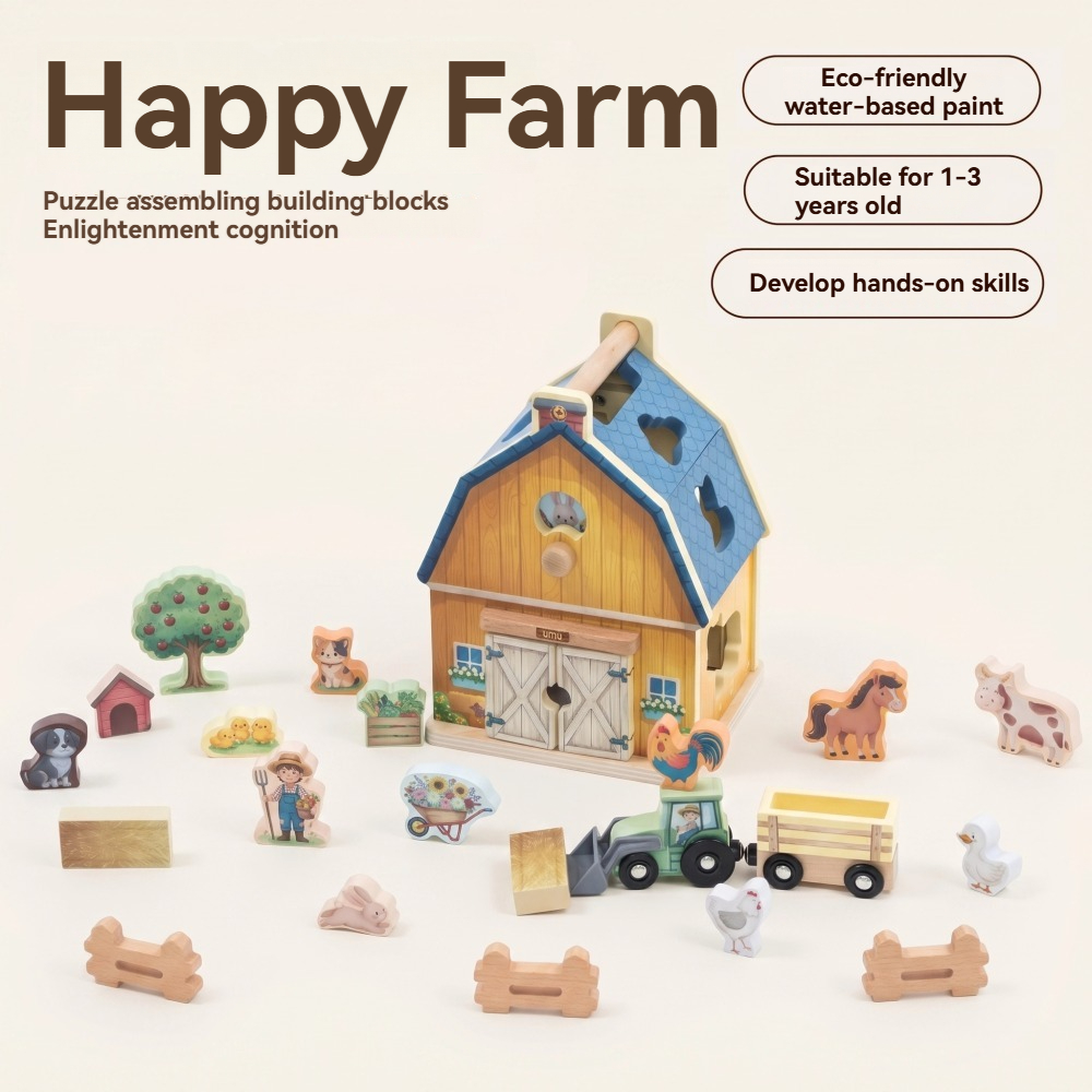 Wooden Happy Farm Playset with - Happy Kids Education ulasan dan harga