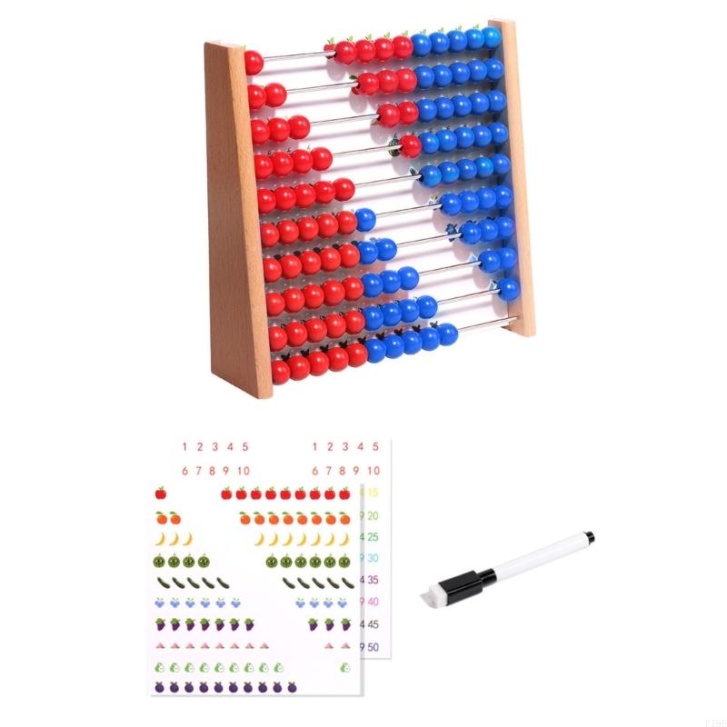 Wooden Abacus with Red and Blu - Abacus Counting Bead ulasan dan harga