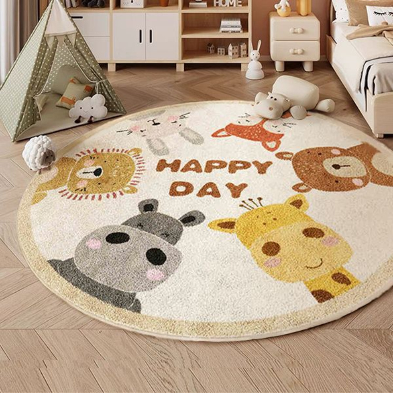 Happy Animals Round Rug Flanne - Happy Kids Education ulasan dan harga