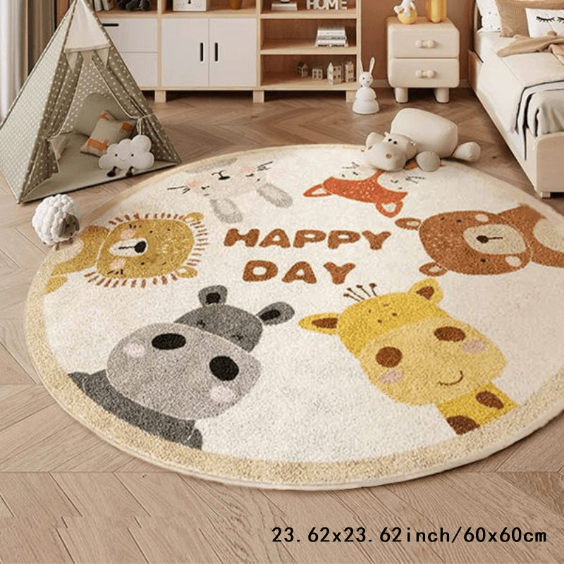 Happy Animals Round Rug Flanne - Happy Kids Education ulasan dan harga