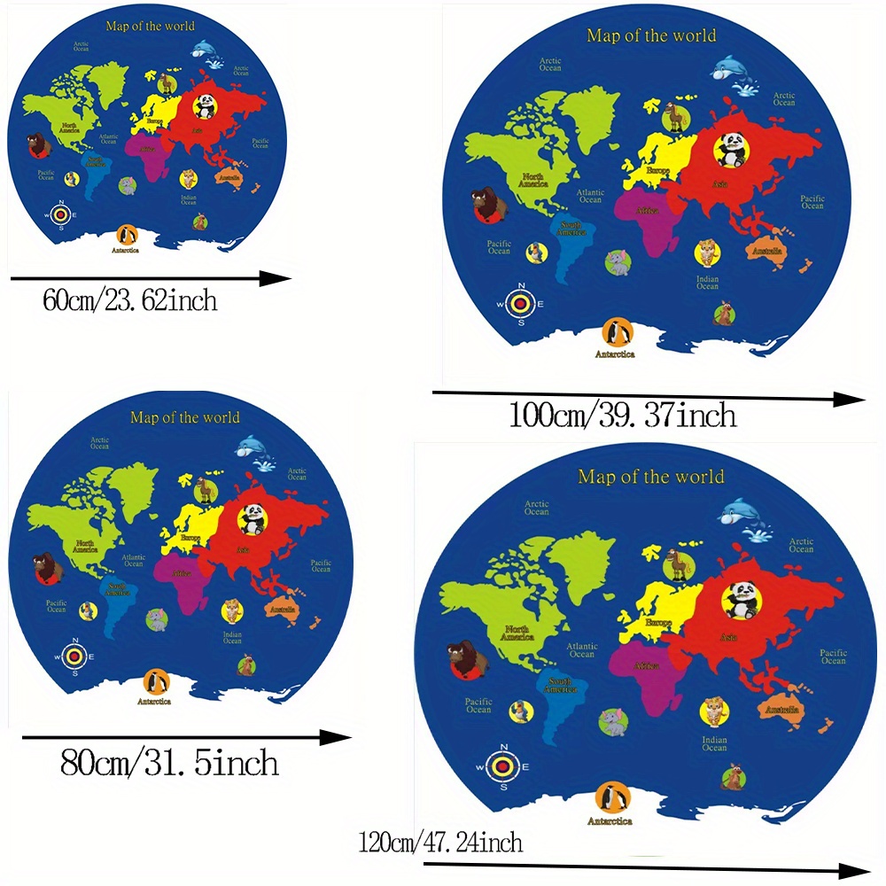 World Map Round Rug Flannel Ed - Kids Education World ulasan dan harga
