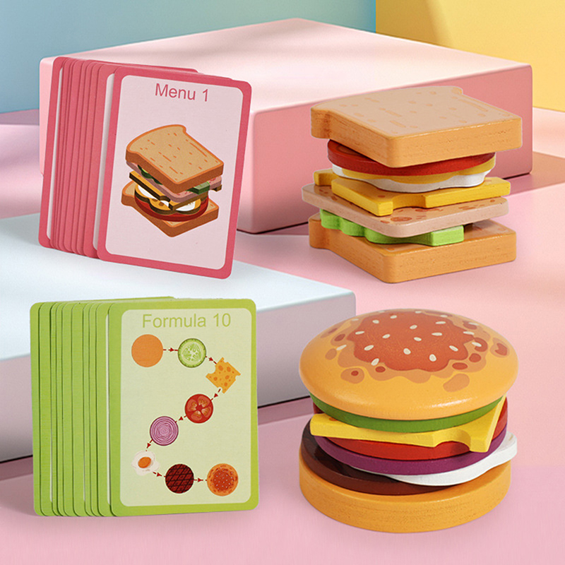【HAPPY】Wooden Hamburg Sandwich - Happy Kids Education ulasan dan harga