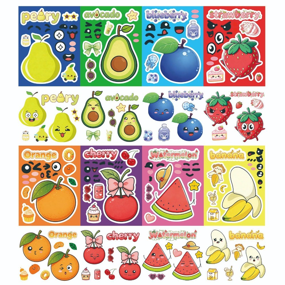 8 Sheets Make Face Cute Cartoo - Kids Education Store ulasan dan harga