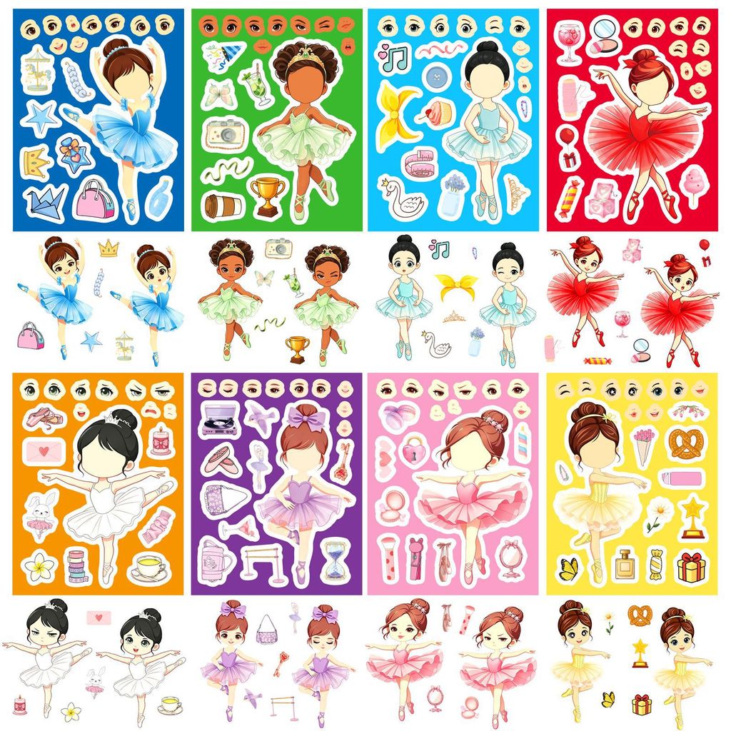 8Sheets Ballet Girl Make Face  - Kids Education Store ulasan dan harga